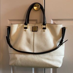 Dooney & Bourke White & Black Leather Shoulder Bag